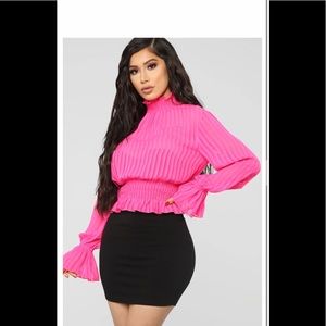 Hot pink ruffled blouse fashion nova